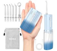 OOZZ Hilo dental de bolsillo, irrigador dental portátil de viaje, tanque de 150 ml y diseño recargable por USB, irrigador oral inalámbrico para dientes con 5 modos de presión, 6 puntas reemplazables