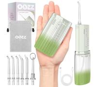 OOZZ Irrigador bucal de viaje, irrigador bucal portátil de bolsillo, irrigador oral recargable USB-C con 5 modos, 6 puntas de chorro y diseño a prueba de fugas, irrigador inalámbrico, IPX8 impermeable