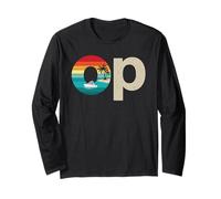 Op Ocean Vintage Pacific Ocean Beach Sun Palm Trees Retro Manga Larga
