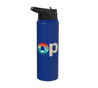 Op Ocean Vintage Pacific Ocean Beach Sun Palm Trees Retro Stainless Steel Insulated Water Bottle