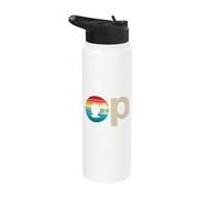 Op Ocean Vintage Pacific Ocean Beach Sun Palm Trees Retro Stainless Steel Insulated Water Bottle