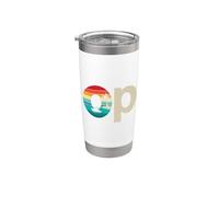 Op Ocean Vintage Pacific Ocean Beach Sun Palm Trees Retro Vaso térmico de acero inoxidable de doble pared