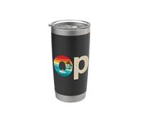 Op Ocean Vintage Pacific Ocean Beach Sun Palm Trees Retro Vaso térmico de acero inoxidable de doble pared