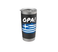 OPA! Funny Traditional Greek Party Quote & Flag of Greece Vaso térmico de acero inoxidable de doble pared