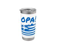 OPA! Funny Traditional Greek Party Quote & Flag of Greece Vaso térmico de acero inoxidable de doble pared