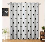 Opacas Cortinas Salon Modernas 140An x 145Al cm (2 Paneles), Blanco - Cortinas Térmicas Aislantes Frío Calor y para Dormitorio, Salón y Cocina con Ojales, Moda Lunares Formas Geométricas