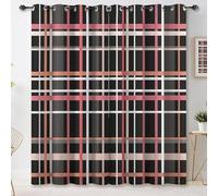 Opacas Cortinas Salon Modernas 2 Piezas 140An x 225Al cm, Rojo Gris Oscuro - Cortinas Térmicas Aislantes Frío Calor y para Dormitorio, Salón y Cocina con Ojales, Abstracto Líneas Cuadrícula