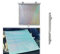 Opaco Retráctiles Persiana Enrollable Con Ventosa Estores Enrollables De Protección Solar Cortinas Aislantes Sin Taladrar Parasol Telescópica Pantalla De Privacidad(Silver Laser,40*125cm(16*49in))