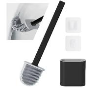 OPAHUTER Escobilla WC con Secado Rápido, Cepillo Limpiador de Inodoros de Silicona, Escobillas de Baño Negra con Mango Antideslizante y Base Antigoteo