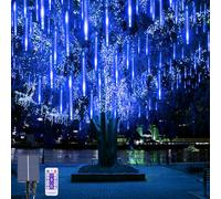OPAHUTER Luces solares de lluvia de meteoritos, 240 ledes, luces navideñas, 10 tubos de 30 cm, impermeable, iluminación de Navidad, mando a distancia para árbol de Navidad, decoración de bodas