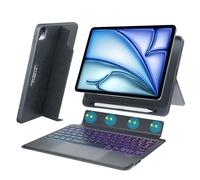 OPAKIT Funda magnética con teclado retroiluminado para iPad Pro 12.9 (6ª/5ª/4ª/3ª generación) con trackpad multitáctil, 12.9 pulgadas, teclado mágico inalámbrico desmontable de 7 colores para iPad Pro