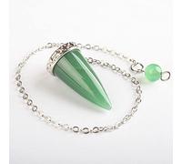 Opal Rose Pink Quartz Stone Cone Silvery Metal Chain Dowsing Healing Chakra Pendulum With Chain 1PCS-aventurine Quartz