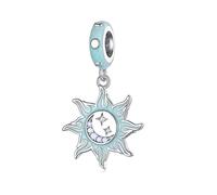 Opal Sun Moon Star amuleto disco de plata esterlina Sunshine amuleto colgante adecuado para Pandora pulsera collar de mujer
