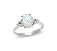 Opal White Ring Jewelry Fashion Opal Stone Ring Hand Jewelry Round Rings Cocinero Regalos Joyería, SL10, Metal, Sin piedras preciosas