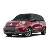 Opaltool Funda de Coche para Exterior para 2007-2023 F-iat 500, Funda Exterior para Coche Medio Garaje, Medio Garaje Exterior Coche con Ganchos Ajustables y Tapas de Orejas con Tiras Reflectantes