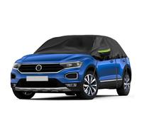 Opaltool Funda de Coche para Exterior para 2017-2023 VW T-Roc, Funda Exterior para Coche Medio Garaje, Medio Garaje Exterior Coche con Ganchos Ajustables y Tapas de Orejas con Tiras Reflectantes