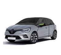 Opaltool Funda de Coche para Exterior para Hatchback 2005-2023 Renault Clio, Medio Garaje Exterior Coche con Ganchos Ajustables y Tapas de Orejas con Tiras Reflectantes