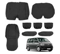 Opaltool Juego de Fundas de Asientos de Coche para VW Transporter T5 T6 2015-2022, 3 Asientos Fundas de Asiento Negras Impermeables, Asientos de Conductor y Pasajero Doble