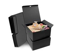 opaprain Paquete de 10 cajas de regalo negras de 8 x 8 x 4 pulgadas con tapa, papel reciclable adecuado para bodas, festivales, regalos, graduación, cumpleaños