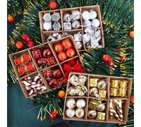 Opatiny 24 adornos de Navidad de plástico dorado, mini decoraciones de 2,3 a 7 cm con cuerdas colgantes para árboles y exhibiciones navideñas