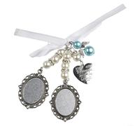 Opatiny Abalorio de ramo de novia con marco de plata antigua y cuentas de corazón, compatible con accesorios de decoración de boda