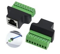 Opatiny Adaptador de bloque de terminales de tornillo RJ45 a 8 polos, compatible con cables UTP, paquete de 2, verde