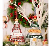 Opatiny Adornos colgantes de madera festivos, 20,5 x 13,5 cm, rojo y verde, decoración navideña para el hogar o la puerta