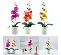 Opatiny Bonsái artificial de orquídea Phalaenopsis, planta de orquídea sintética para decoración del hogar, verde, blanco, morado, naranja