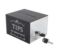 Opatiny Caja de almacenamiento acrílica para dinero o sugerencias, con cerradura con llave, montaje en pared o escritorio, color negro, 15,2 x 10,2 x 12,7 cm