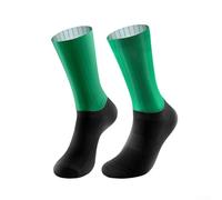 Opatiny Calcetines de ciclismo de media pantorrilla con tiras antideslizantes de silicona y agujeros de aire transpirables, tela que absorbe la humedad, ideal para ciclismo de carretera y correr