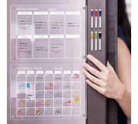 Opatiny Calendario magnético de acrílico transparente para nevera, planificador diario, semanal, mensual, pizarra de borrado en seco para el hogar