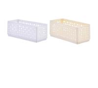 Opatiny Cesta de almacenamiento plegable de plástico para aperitivos y suministros de oficina, caja organizadora de escritorio con diseño apilable, 30 x 13 x 12 cm, color blanco
