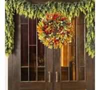 Opatiny Colorida corona de otoño sintética de 35 cm para puerta delantera o pared, guirnalda colgante de plástico duradero, decoración de otoño para interiores y exteriores