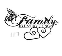 Opatiny Decoración de pared de metal con cita "Family Is Everything", 41 x 25,5 cm, hierro negro, decoración del hogar, sala de estar, dormitorio o cocina