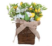 Opatiny Encantadora corona de primavera con limones, colgador de puerta duradero para decoración rústica y moderna, guirnalda floral de imitación de 39 cm para uso en interiores y exteriores