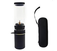 Opatiny Farol de camping de gas con bolsa de almacenamiento, portátil, de metal, cristal, para senderismo, pesca, requiere encendedor separado (blanco) (con caja de gas negro)