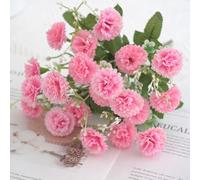 Opatiny Flores artificiales de plástico para decoración del hogar, claveles rosados, 5 tenedores, 20 cabezas, 31 cm de alto, ideal para el día de la madre, bodas, hoteles, jardines