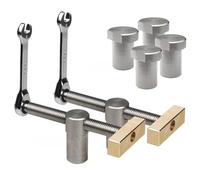 Opatiny FORDurable - Gancho y abrazadera para banco de carpintería de 20 mm, acero inoxidable y latón, fresado, corte y molienda, agujeros de mesa de 20 mm, color plateado