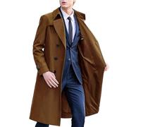 Opatiny Gabardina de doble botonadura para hombre, solapa de manga larga, cortavientos, para uso casual, diario, al aire libre, primavera, otoño, marrón, M
