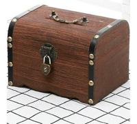 Opatiny Hucha de madera con cerradura y llave, hucha segura para guardar monedas y billetes, 14,5 x 10 x 9,5 cm