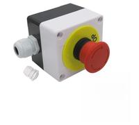 Opatiny Interruptor de botón E-Stop de hongo rojo de 22 mm con clasificación IP65, estación de parada de emergencia AC220V 10A en carcasa ABS