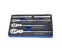 Opatiny Juego de 6 llaves de trinquete de cabeza flexible de 1/10.2 cm, 3/20.3 cm, 1/5.1 cm con barra de extensión giratoria de 72 dientes para espacios reducidos