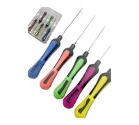 Opatiny Juego de agujas Boilie de acero al carbono para pesca de carpas con 5 piezas de herramientas de cuerda para pellets para carne, cebo de maíz, morado, verde, amarillo, rojo y azul