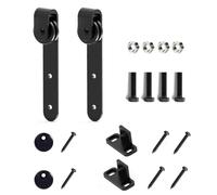 Opatiny Kit de herrajes para puerta corredera, color negro, para mini granero, juego de rieles de puerta con rodillos silenciosos y guía de suelo, construcción de acero al carbono para puertas de 0.63