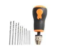 Opatiny Mini taladro de mano con 10 brocas de 0,5 a 3,2 mm para joyería de PCB Craft, kit de herramientas eléctricas pequeñas portátiles, acero al carbono + goma, color negro