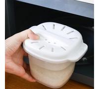 Opatiny Olla arrocera para microondas, olla portátil para arroz, pasta, verduras, 16 x 11 x 9 cm, apta para lavavajillas, color blanco