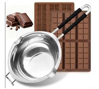 Opatiny Olla doble caldera de acero inoxidable de 1200 ml con moldes de silicona de grado alimenticio para hacer chocolate, dulces, mantequilla, cera o derretir jabón