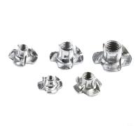 Opatiny Paquete de 90 tuercas en T de cuatro puntas chapadas en zinc para roscas M3, M5, M6, M8, tuercas cautivas ciegas para madera y aglomerado