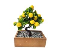 Opatiny Pequeño árbol frutal de bonsái artificial en maceta, realista para plástico para decoración de plantas de naranja, chile y limón, exposición de escritorio de vegetación falsa compacta, 24 cm