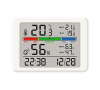 Opatiny Reloj despertador con pantalla LCD para temperatura y humedad, reloj electrónico digital con retroiluminación suave, diseño magnético para superficies metálicas, funciona con pilas, negro